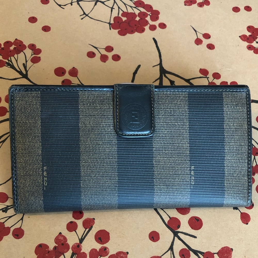 Authentic Fendi Pequin stripe long wallet
